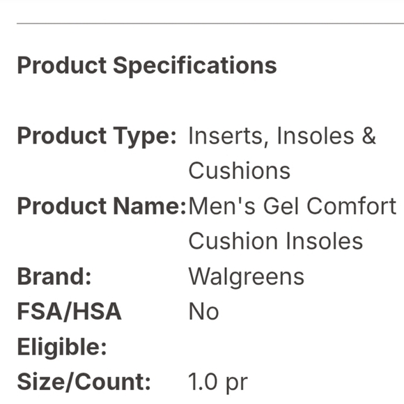 Walgreens Men's Gel Comfort Cushion Insoles, Size 7-13, 1.0 pr - Picture 2 of 13